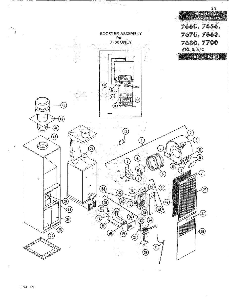 7660, 7660A Coleman Gas Furnace Parts