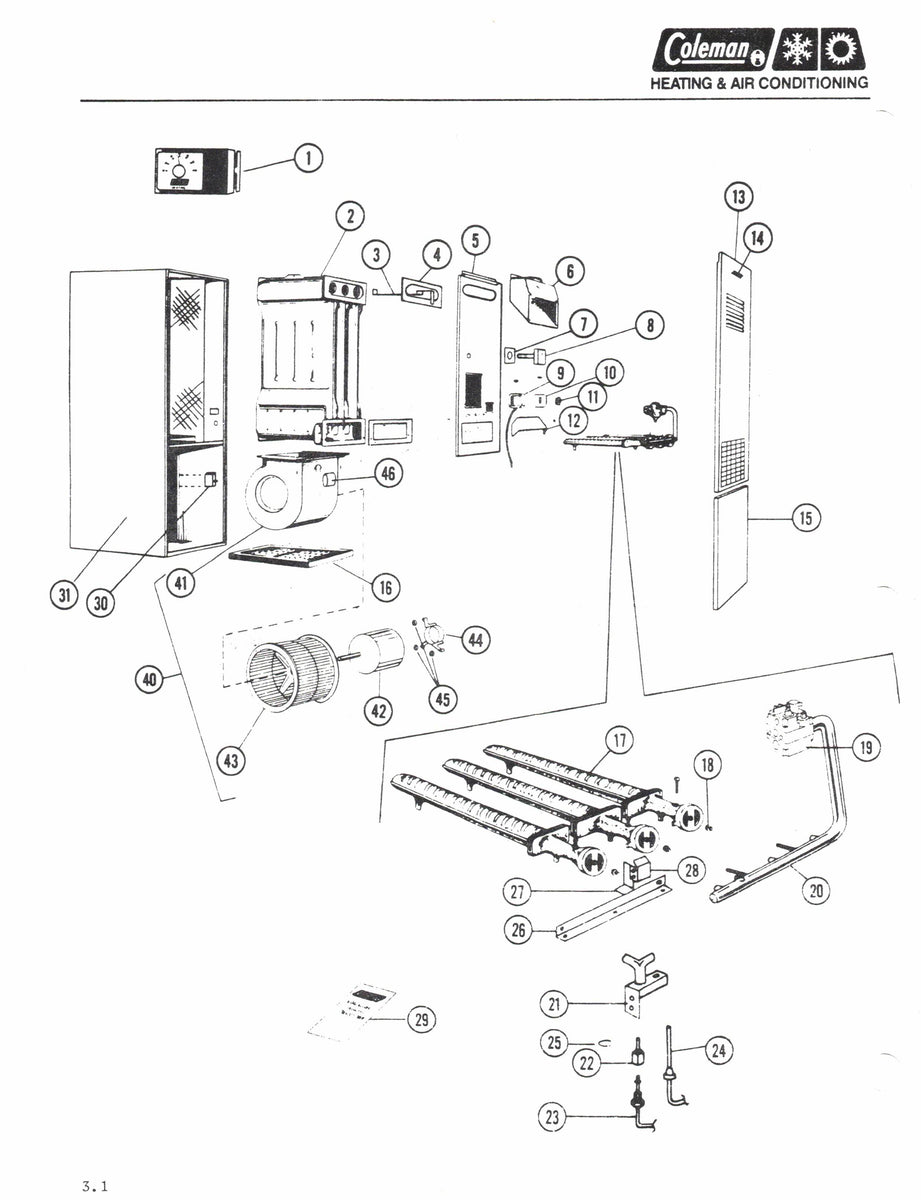 8631A Coleman Gas UpFlow Furnace HVACpartstore