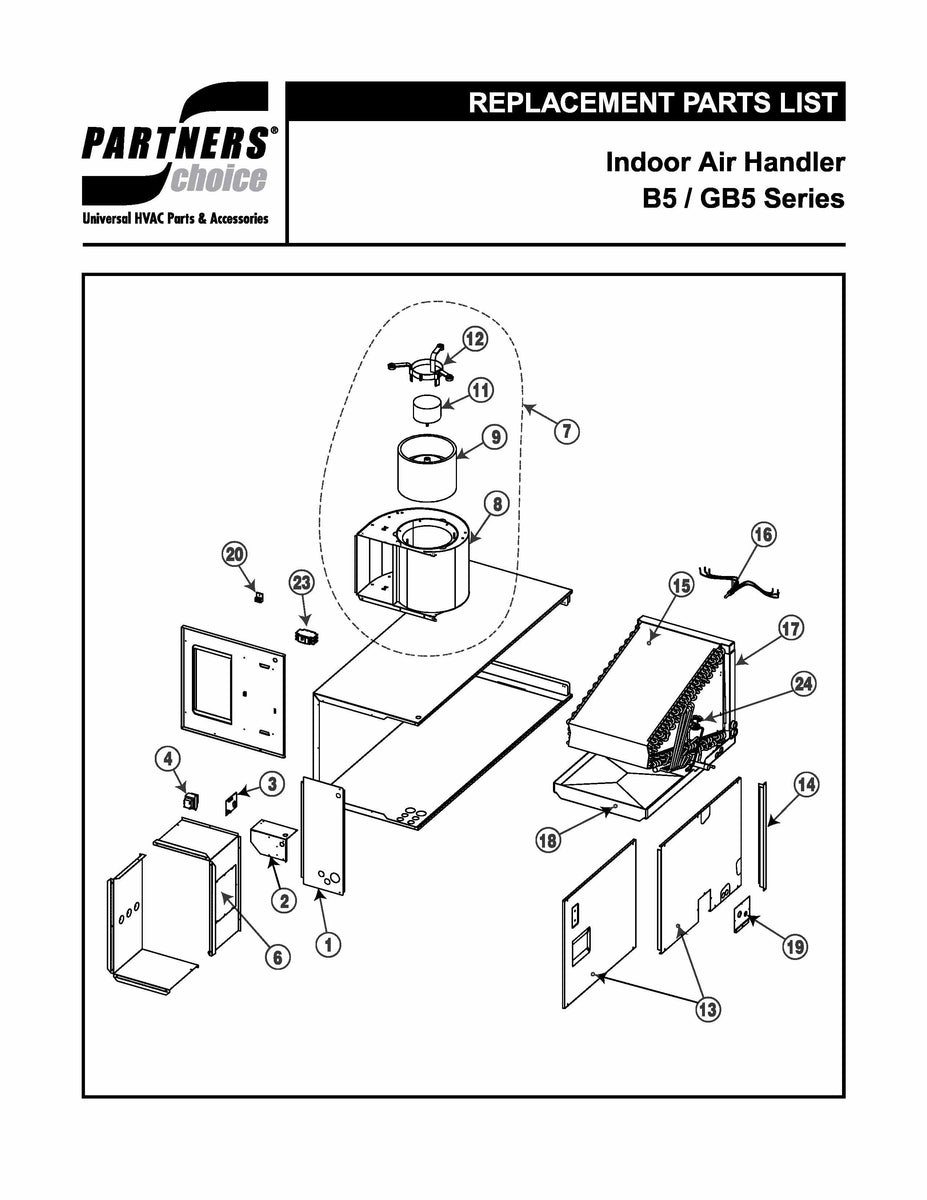 B5 / GB5 Indoor Air Handler Parts HVACpartstore