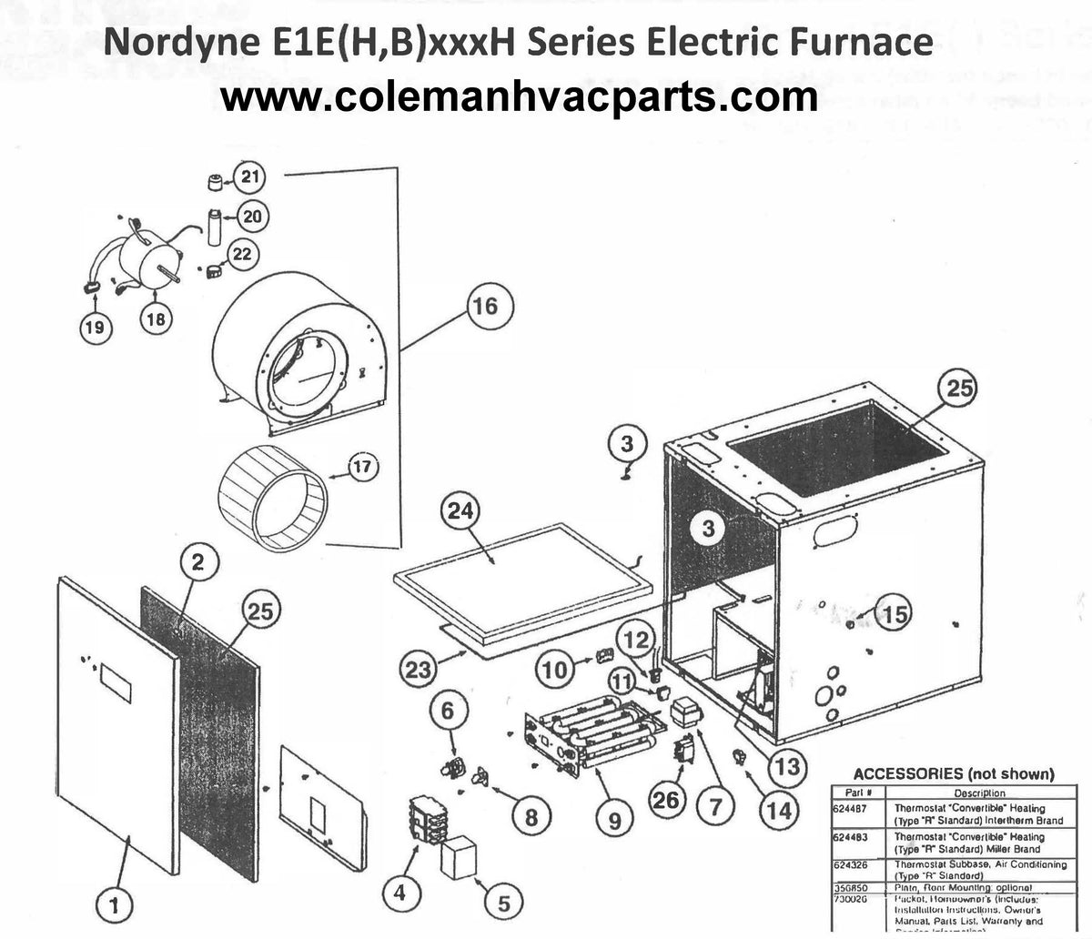 Intertherm Nordyne Mobile Modular Home Electric Furnace Replaces E3EB-015H  E3EB015H 15 KW - North America HVAC