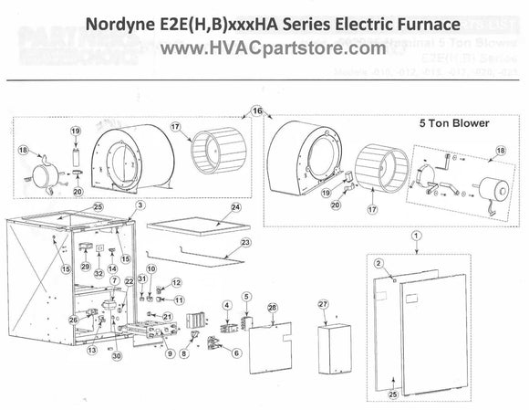 E2EH012HB Nordyne Electric Furnace Parts