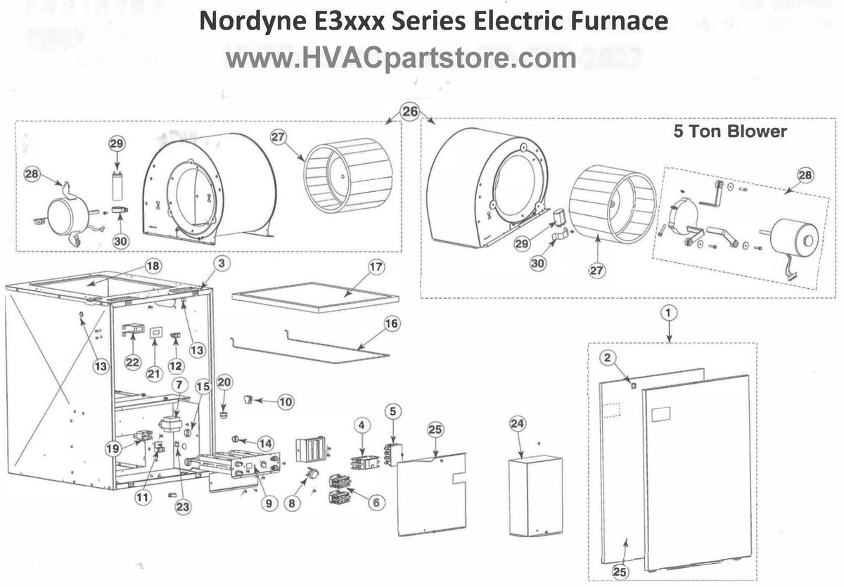 E3010 Nordyne Electric Furnace Parts Tagged "Manual" HVACpartstore