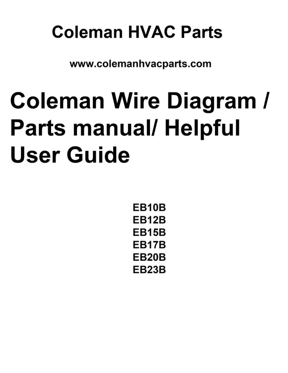 EBXXB Series Coleman Electric Furnace Manual, Wire Diagram & Helpful User Guide (Download)