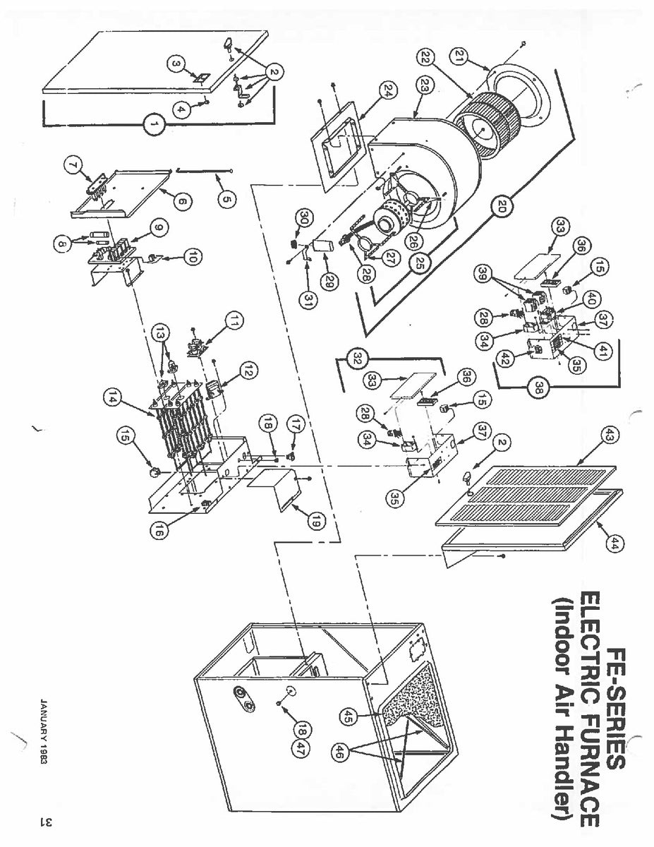 FE- FEH Model Nordyne Electric Furnace Parts Breakdown – HVACpartstore