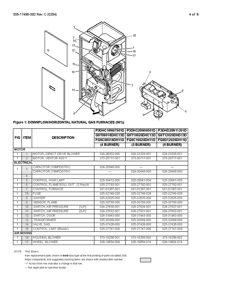 P3DHC16N07501D DOWNFLOW/HORIZONTAL NATURAL GAS FURNACES (90) Tagged