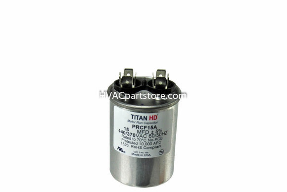 round high quality metal run capacitor USA made 15 MFD 370-440V PRCF15A