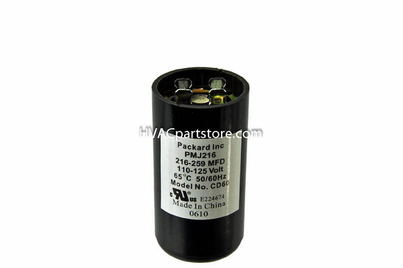 110-125v round motor 216-259 mfd start capacitor