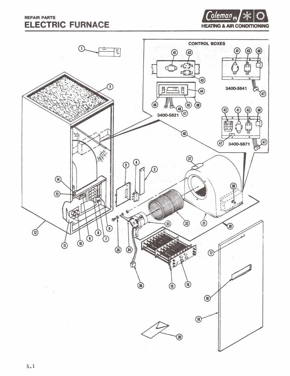 3400715 Coleman Electric Furnace Parts Tagged "Blower assembly