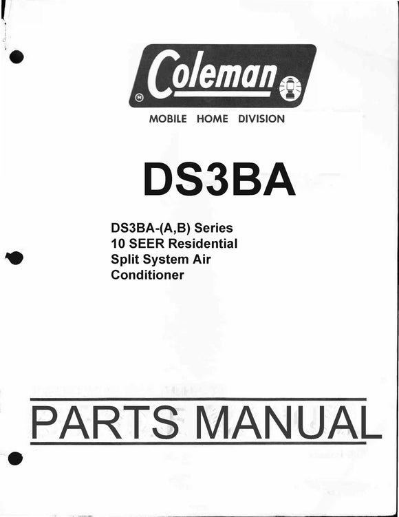DS3BA-(A,B) Series 10 SEER Residential Split System Air Conditioner Parts Breakdown