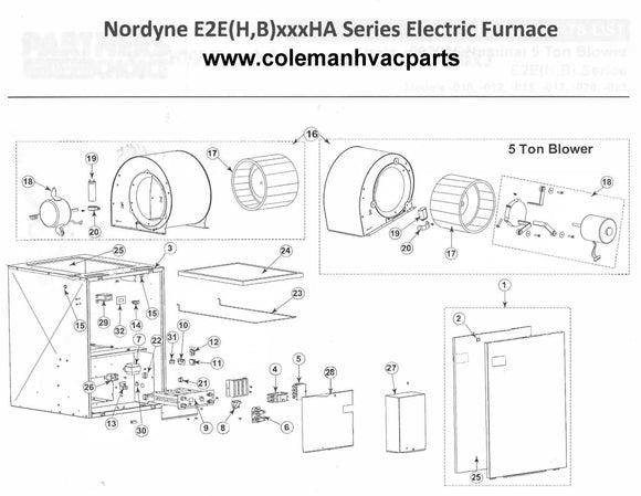 E2EH023HA Nordyne Electric Furnace Parts