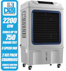 2200 CFM Mobile Evaporative Cooler with Remote & Ice Packs Dial