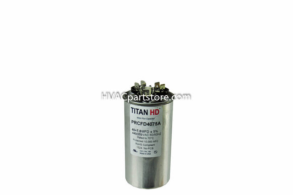 Round metal run capacitor high quality USA made 40+7.5 MFD 370-440V