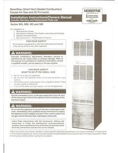 MS Series Nordyne gas furnace Install, Owners manual, Wire Diagram (Download)