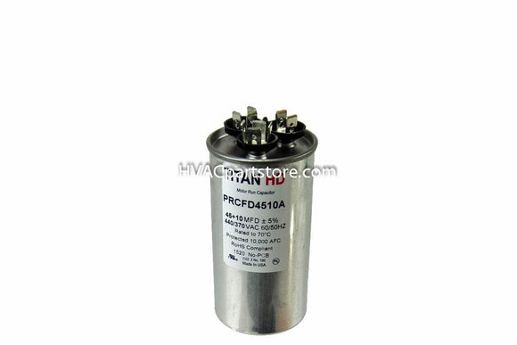 370-440v dual round 45+10 mfd usa made metal high quality run capacitor