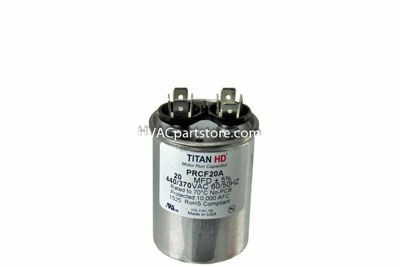 round metal run capacitor 20 MFD 370-440V 