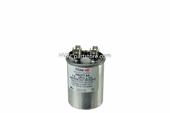 Round high quality metal run capacitor 7.5 MFD 370-440V